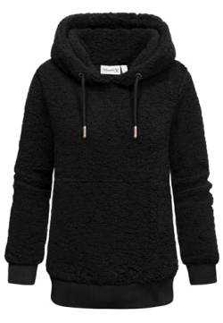 REPUBLIX Damen Teddy Kapuzenpullover Sweatjacke Plüsch Hoodie Pullover Jacke RD-011 Schwarz XXL von REPUBLIX