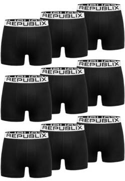 REPUBLIX Herren Boxershorts Baumwolle 9er Spar-Pack Männer Unterhose Unterwäsche 9x0062 Schwarz/Weiß L von REPUBLIX