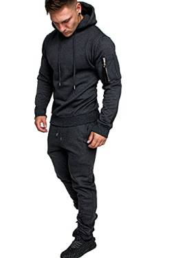 REPUBLIX Herren Cargo Stil Sportanzug Jogginganzug Trainingsanzug Sporthose+Hoodie R-0028 Anthrazit XL von REPUBLIX