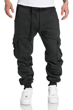 REPUBLIX Herren Cargo Sweatpants Sporthose Jogginghose Jogger Trainingshose R6102 Anthrazit M von REPUBLIX