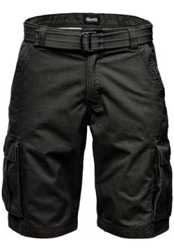 REPUBLIX Herren Cargoshorts inkl. Gürtel Männer Kurze Bermuda Hose Regular Fit REPGUR7027 Schwarz W38 von REPUBLIX