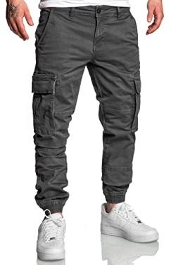 REPUBLIX Herren Jogger Cargo Chino Jeans Hose R7020 Anthrazit W36 von REPUBLIX