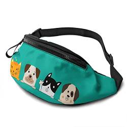 Lustige Bauchtasche mit Hund und niedlicher Katze, verstellbare Hüfttasche, Crossbody-Hüfttasche für Reisen, Laufen, Radfahren, Bild von RFSHOP