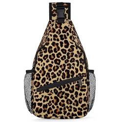 RFSHOP Leopard Sling Rucksack Leopardenmuster Crossbody Bag Mehrzweck-Crossbody-Tasche Reise Wandern Brusttasche Casual Day Bag, wie abgebildet, 7., Bild von RFSHOP