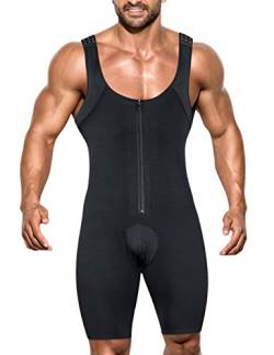 Herren Shapewear Bodysuit Full Body Shaper Bauchkontrolle Kompression Sauna Anzug Fitness Kompression Unterwäsche, Schwarz 2, X-Large von RIBIKA