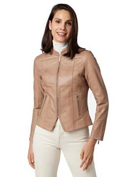 RICANO Abigale, Damen Lederjacke (Slim Fit), im modernen klassischen Stil Lamm Nappa Echtleder in diversen Farben (Taupe, S(36)) von RICANO