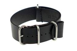 RIOS1931 Unisex NATO-Uhrenarmband Kalbsleder Modell Lisbon 18 mm Schwarz von RIOS1931