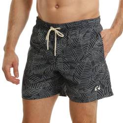 RIPT Herren Essentials Quick Dry UV 50 Sonnenschutz Badeshorts Badehose, Marineblauer Blattdruck, 2XL von RIPT