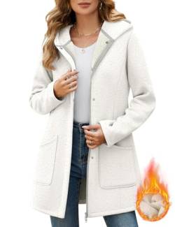 RITOSTA Winterjacke Damen Fleecejacke mit Kapuze Wintermantel Warme Kapuzenpullover Lang Damen-Jacken Zipper Hoodie Mantel Winter Kapuzenjacke mit Taschen von RITOSTA