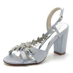 RJYAUEFR Pumps für Frauen Sandalen mit Riemen hinten Offene Zehen Abendkleid Schuhe mit Stämmiger Absatz,Silber,36 EU von RJYAUEFR