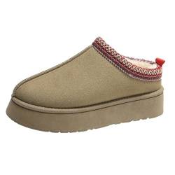 RKK Plateau-Hausschuhe For Damen, Schneestiefel, Winter-Hausschuhe For Damen, Flauschige Hausschuhe For Drinnen Und Draußen, Freizeitschuhe(Khaki,37) von RKK