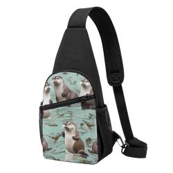 Schultertasche für Damen und Herren, trendiger Sling-Bakpack, lässige Brusttasche, alter Kompass, Bauchtasche für Reisen, Wandern, Otter, Einheitsgröße von RLDOBOFE