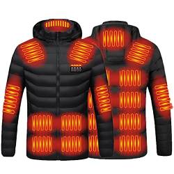 Beheizbare Jacke Unisex, Heizjacke Jacke mit Heizung USB Elektrische, Lockere Passform, Optimaler Wind, Winterjacke Heated Jacket mit 19 Heizzonen, Winter Warm Übergangsjacke für Outdoorarbeiten von RLEHJN