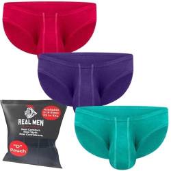 Real Men Ares-Accent Low Rise Pouch Bikini Slip - 1, 3, 6er Pack with Size ABCD Pouch XS - 5XL, D Pouch 3er Pack Smaragd Purple Red, Small von RM Real Men