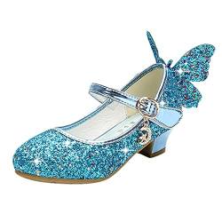 Kinder Mädchen Schmetterling Sport Schuhe mit Absatz High Heel Kristall Sport Schuhe Partei Glitzer Pailletten Prinzessin Sandalen Festliche Sport Schuhe Karneval Fasching Kostüm Zubehör von RMBLYfeiye