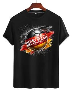 RMK T-Shirt Herren Shirt Kurzarm Basic Rundhals Deutschland Germany WM EM aus Baumwolle T.0793 Schwarz-Mitte M von RMK