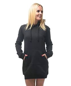 ROCK-IT Apparel® Damen Hoodie Sweatkleid mit Kapuze - Hoodie Kleid - Kapuzenpullover Zipper - Kapuzenjacke - Sweater Größe XS-XXL - Schwarz - hochwertig und sehr Soft XL von ROCK-IT Apparel