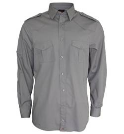 ROCK-IT Apparel® Herren Hemd langarm US-Hemd military Look Worker Hemd Worker shirt Freizeit made in Europa Größen S-5XL Farbe Charcoal 5X-Large von ROCK-IT Apparel