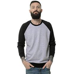 ROCK-IT Apparel Sweatshirt Herren Raglan 2 Tone Crewneck Sweater Pullover mit hohem Größen S - 5XL Regular Size H. Grau Schwarz M von ROCK-IT Apparel