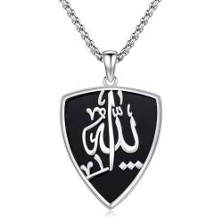 ROMANTIC WORK Allah Kette 925 Sterling Silber Allah Anhänger Halskette Islam Schmuck Geschenke für Männer Herren von ROMANTIC WORK