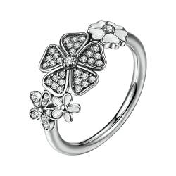 ROMIDA Verlobungsring Damen Ringe, Silber 925 Silber Round Ring,Damenring Frau Verlobungsringe Echt Schmuck Antragsring Geschenke für Freundin Mädchen Valentinstag Geburtstag Schmuck von ROMIDA