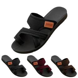 ROMPOTY Atmungsaktive Mesh-Sandalen 2024 für Damen, hohles Netzgewebe, lässige Netz-Hausschuhe mit Fußgewölbeunterstützung, Schwarz , 41 EU von ROMPOTY