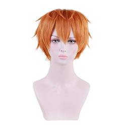 RONGYEDE Anime cosplay perücke Division Rap Kampfhypnose MIC Busujima Meison Riou Orange Kurze Perücke Cosplay Kostüm Männer Synthetisches Haar Halloween Party Perücken von RONGYEDE