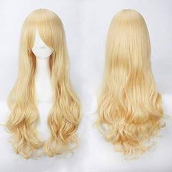 RONGYEDE Anime cosplay perücke hochwertige 80CM lange gewellte Perücke 32 '' Anime Lolita synthetisches Haar Frauen Cosplay Perücken Halloween schwarz blond Naturhaar One Size lange gewellte Perücke 2 von RONGYEDE