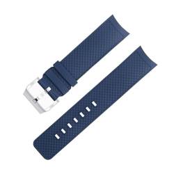 RORFFK Gebogenes Ende, 22 mm, Schnellverschluss-Uhrenarmband für IWC-Armband, Aquatimer-Familie, Fluorkautschuk-Armband(Blue Silver Buckle) von RORFFK