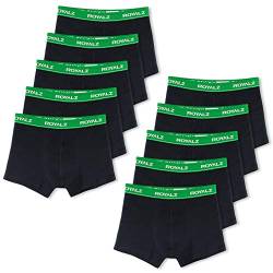 ROYALZ Unterhosen Herren Boxershorts Men 10er Pack klassisch für Sport und Freizeit, 10er Pack (95% Baumwolle / 5% Elasthan), Größe:S, Farbe:10 x Schwarz/Bund - Grün von ROYALZ