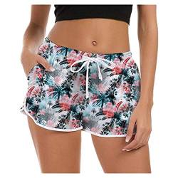 ROYIYI Damen Badeshorts Sommer Kurze Badehose Schnell Trocknend Strandshorts Schwimmshorts Strand Shorts Wassersport Schwimmhose Boardshorts Mit Tasche und Gummizug (b-Pink, XL) von ROYIYI