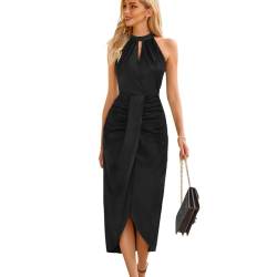 RPAEOY Damen Kleider Ärmelloses Kleid mit Hängendem Hals Elegant Bodycon Kleid Cocktailkleid Bleistiftkleid Pencilkleid Party Büro Kleider (Schwarz,L) von RPAEOY