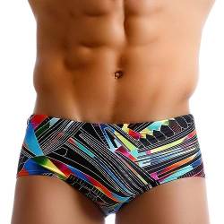 RQPYQF Badeslip Herren, Badehose Herren Kurz Eng Badeslip Sommer Badehose Kurz Slip mit Tunnelzug YK86 Größe M-2XL (Schwarz, L) von RQPYQF