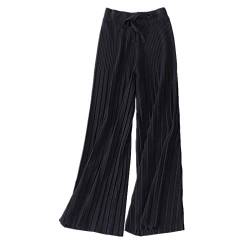 Damen Strick Hosen Kaschmir Blend Pants Fashion Plissee Strick Hosen (Schwarz, Medium) von RRMY