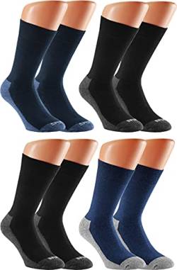 RS. Harmony | Outdoor-Funktionsstrumpf aus Baumwolle | Socken mit Wellness Frottee-Sohle | für Damen und Herren | 4 Paar | Farbe grau - schwarz, marine, jeans | Größe 43-46 von RS. Harmony