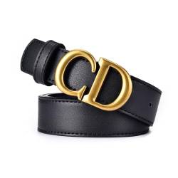 RUGUOA Taillengürtel Schwarz Schmaler Gürtel Damen Verstellbarer Schmaler Gürtel Klassisch Hüftgürtel Damen Gürtel für Jeans Leather Belt with Metal Mode Belt for Dress Leggings Hosen 95CM von RUGUOA