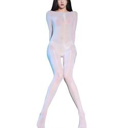 RUIBAVYA Bodystocking Nylon Damen Strumpfhose Glänzend Bodysuit Women Ganzkörper Catsuit Sexy Bodystocking Langärmlig 8D von RUIBAVYA