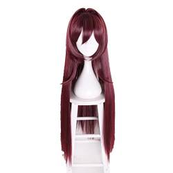 90cm Fate/Grand Order Scathach Anime Cosplay Wig Synthetic Hair Long Straight Wine Red Halloween Costume Play Wigs For Women von RUIRUICOS