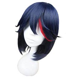 Anime KILL la KILL Matoi Ryuuko Cosplay Wig Short Blue Red Hair Heat Resistant Hair + Wig Cap Halloween Carnival Girls Women von RUIRUICOS