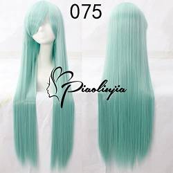 Rose Net 100cm Long Straight Anime Cosplay Wig Costume Synthetic Hair Blue Orange Purple Grey Blue Silver White Woman Wigs + Cap von RUIRUICOS