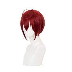 Twisted Wonderland Riddle Rosehearts Cosplay Short Red Wig + Wig Cap Synthetic Hair Halloween Party Props Men Women von RUIRUICOS