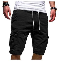 RUMAOZIA 3/4 Hose Herren Cargo Shorts Männer Bermuda Shorts Multi Taschen 3/4 Lang Trekkinghose Militär Shorts Strandhose Ausflug Reisen Sommer Kurze Hose Baumwolle Arbeitshose Stoffhose von RUMAOZIA