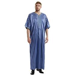 RUMAOZIA Arabische Kleidung Herren Muslim Kaftan Abaya Herren Einfarbig Muslimische Kleidung Sommer Dubai Robe Islamisch Gebetskleidung für Männer Lang Abaya Große Größen Roben Halbe Ärmel Thobe von RUMAOZIA