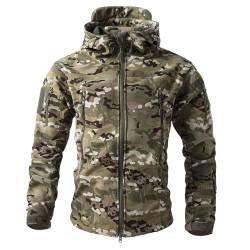 RUMAOZIA Herren Camouflage Softshelljacke Taktische Winter Mantel mit Kapuze und Reißverschluss Atmungsaktiv Outdoorjacke Angeln Jagd Jacke Arbeitsjacke Warnjacke Trekking Übergangsjacke von RUMAOZIA