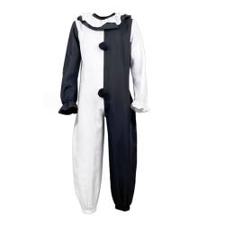 RUMAOZIA Movie Killer Terrifier Clown Schwarz Weiß Jumpsuit Cosplay Kostüm Halloween Party Karneval Horror Anzug Set Komplettes Clown Kostüm Karneval Party Outfit für Herren Clown Overall von RUMAOZIA