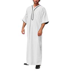 RUMAOZIA Muslimische Kleider Herren Muslim Kaftan Abaya Herren Dubai Robe Mittlerer Osten Ethnisch Kandoura Männer Gebetskleidung Saudi Stil Dishdasha Araber Thobe Islamische Arabische Kleidung von RUMAOZIA