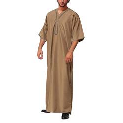 RUMAOZIA Muslimische Kleider Herren Muslim Kaftan Abaya Herren Dubai Robe Mittlerer Osten Ethnisch Kandoura Männer Gebetskleidung Saudi Stil Dishdasha Araber Thobe Islamische Arabische Kleidung von RUMAOZIA