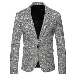 RUMAOZIA Pailletten Sakko Herren Gold Glitzer Blazer Stretch Jackett für Hochzeit Party Performance-Kostüm Sportlich Nachtclub Gastgeber Emcee Leistung Anzugjacke für Business Freizeit von RUMAOZIA