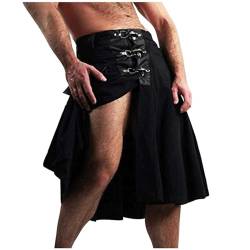 Schottischer Kilt für Herren Rock Gothic Cargo Faltenrock Retro Traditioneller Schottischer Hirsch Irischer Tartan Schwarzer Ritter Kostüm Clubwear Mittelalter Kostüm Gladiator-Rock von RUMAOZIA