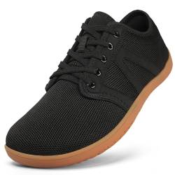 RUOMU Unisex Barfußschuhe Knit Barfuss Schuhe - Herren Damen Minimalistische Weit Barfussschuhe, Breiter Zehenbox Barfuß Sneaker, Schwarz Braun, Gr.38 von RUOMU